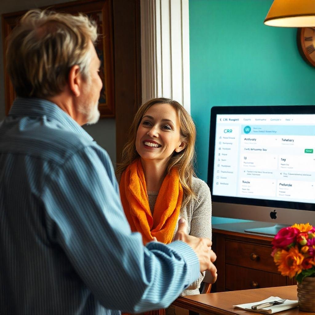 Guest greeted with personalized touches in a boutique B&B using ResNexus software.